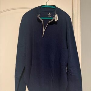 johnnie-O Men's Navy Half-Zip Sweater with Silver Zipper Trim